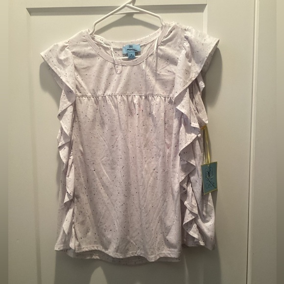 NWT CeCe Womens Cascade Ruffle Sleeveless T-Shirt  size medium - Picture 1 of 5